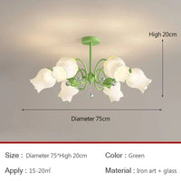 Lustre de jardin nordique rétro américain | Marco Lucetti 6 têtes-Vert / Lumière blanche