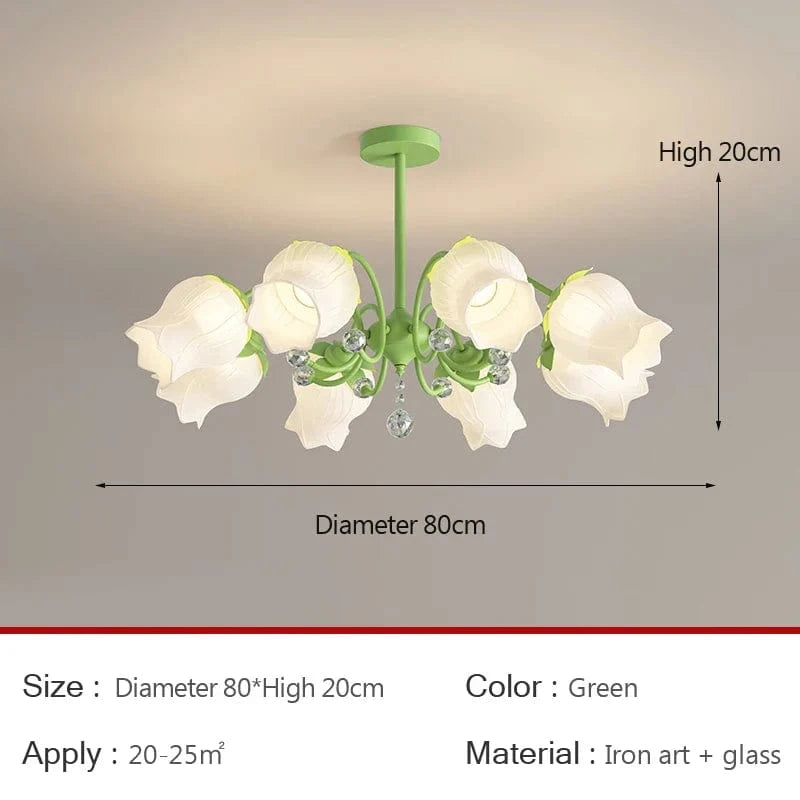 Lustre de jardin nordique rétro américain | Marco Lucetti 8 têtes-Vert / Lumière blanche