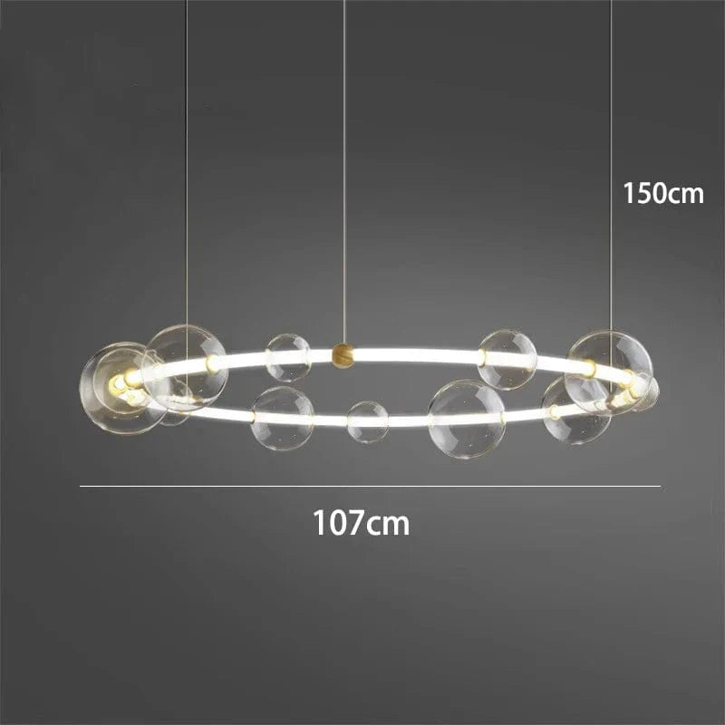 Lustre de luxe à bulles à LED en verre transparent créatif | Marco Lucetti 1 anneau 107cm / Blanc froid