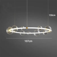 Lustre de luxe à bulles à LED en verre transparent créatif | Marco Lucetti 1 anneau 107cm / Blanc froid