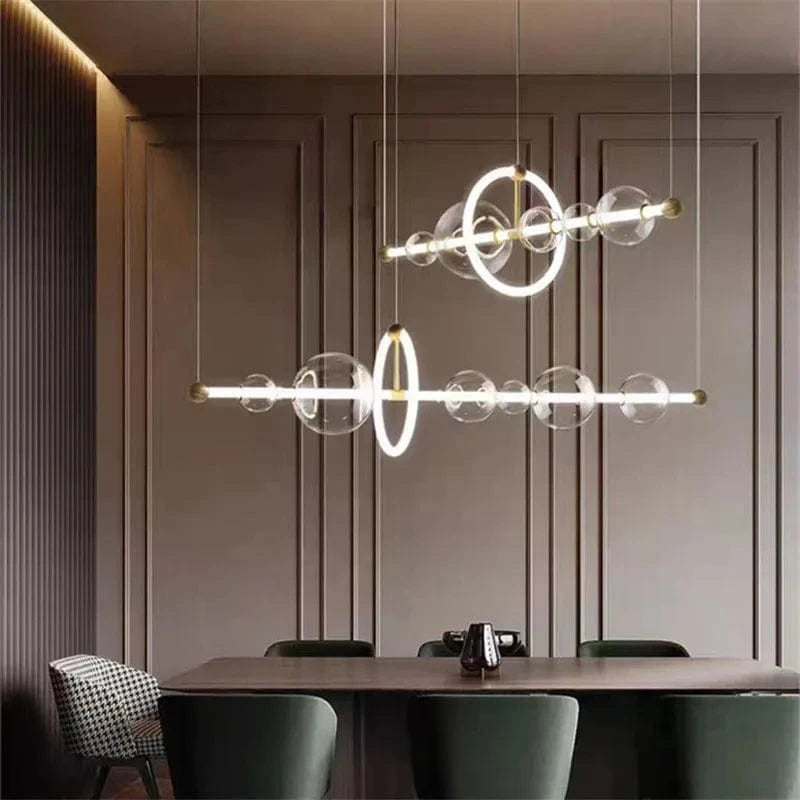 Lustre de luxe à bulles à LED en verre transparent créatif | Marco Lucetti