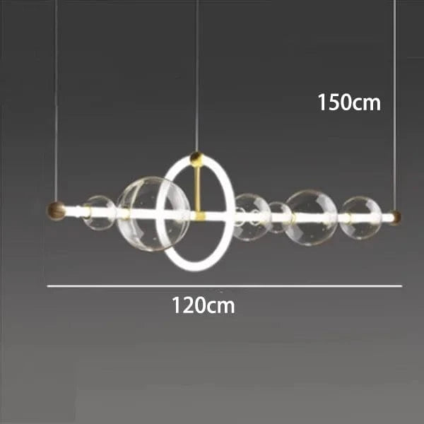 Lustre de luxe à bulles à LED en verre transparent créatif | Marco Lucetti Longueur 120cm / Blanc chaud