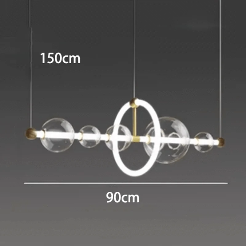 Lustre de luxe à bulles à LED en verre transparent créatif | Marco Lucetti Longueur 90cm / Blanc froid