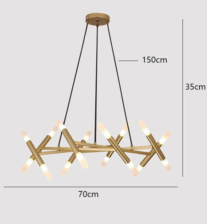 Lustre de luxe au design moderne | Marco Lucetti 16 têtes dorées / Blanc froid