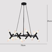 Lustre de luxe au design moderne | Marco Lucetti 16 têtes noires / Blanc froid