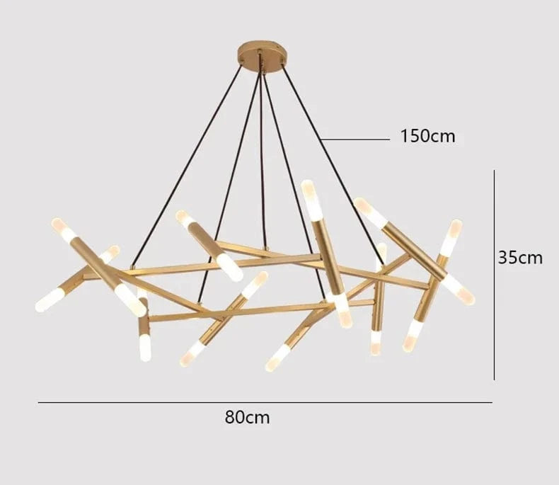 Lustre de luxe au design moderne | Marco Lucetti 20 têtes dorées / Blanc froid
