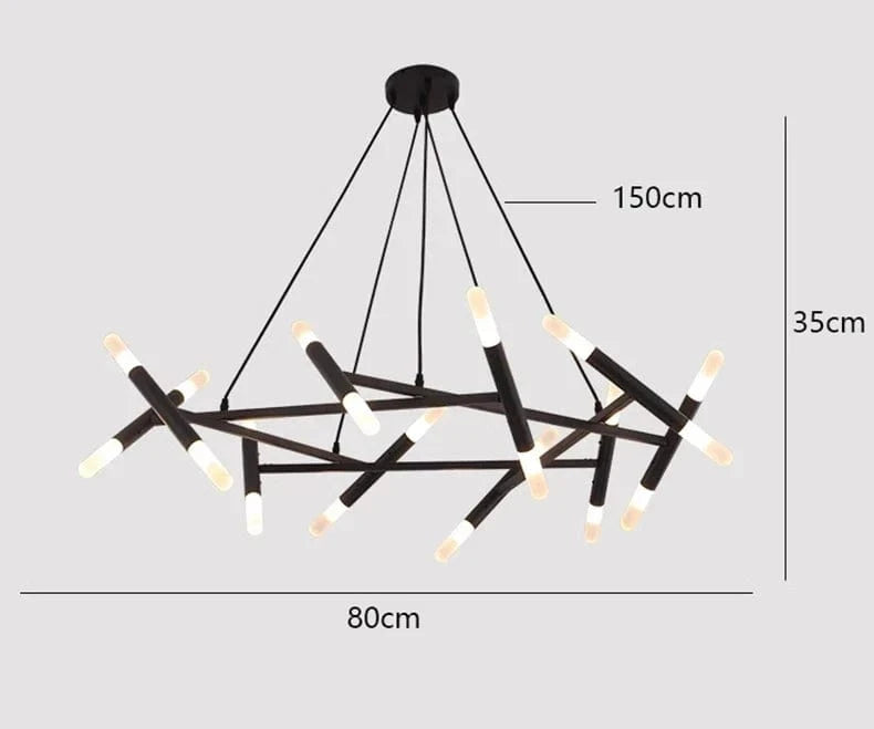 Lustre de luxe au design moderne | Marco Lucetti 20 têtes noires / Blanc froid