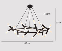 Lustre de luxe au design moderne | Marco Lucetti 20 têtes noires / Blanc froid