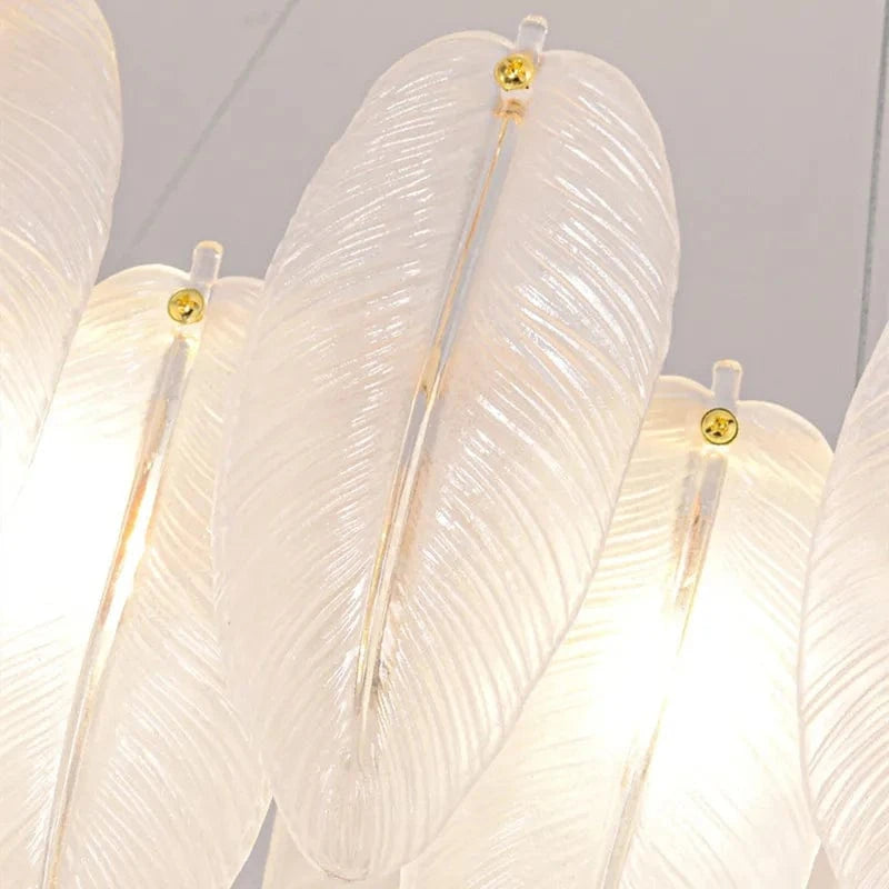 Lustre de luxe contemporain en plumes et verre métallique | Marco Lucetti