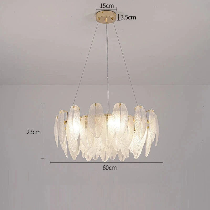 Lustre de luxe contemporain en plumes et verre métallique | Marco Lucetti Dia60cm 6 Lumières / Lumière neutre 4000K