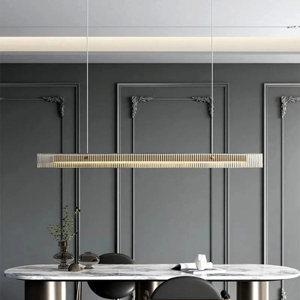 Lustre de luxe en acier inoxydable et cristal: Élégance Minimale | Marco Lucetti
