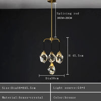 Lustre de luxe en cristal avec abat-jour design et moderne | Marco Lucetti 4 cristaux / Lumière chaude