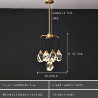 Lustre de luxe en cristal avec abat-jour design et moderne | Marco Lucetti 5 cristaux / Lumière chaude