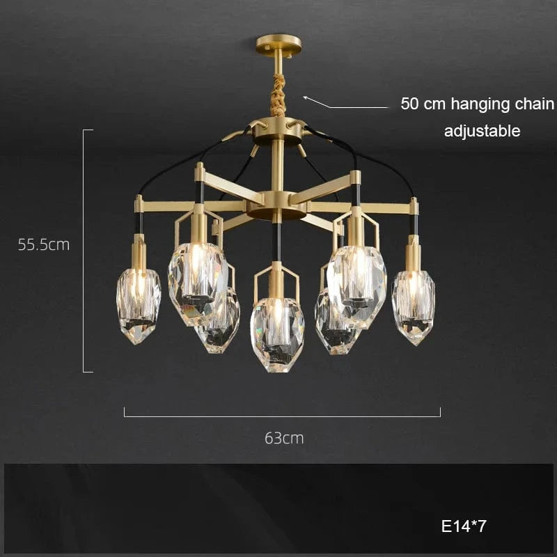 Lustre de luxe en cristal avec abat-jour design et moderne | Marco Lucetti Diamètre 63 cm / Lumière chaude