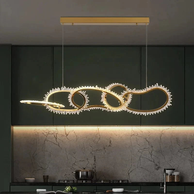 Lustre de luxe en cristal avec anneaux LED modernes - Élégance Brillante | Marco Lucetti