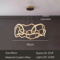 Lustre de luxe en cristal avec anneaux LED modernes - Élégance Brillante | Marco Lucetti D90CM / Mode télécommande