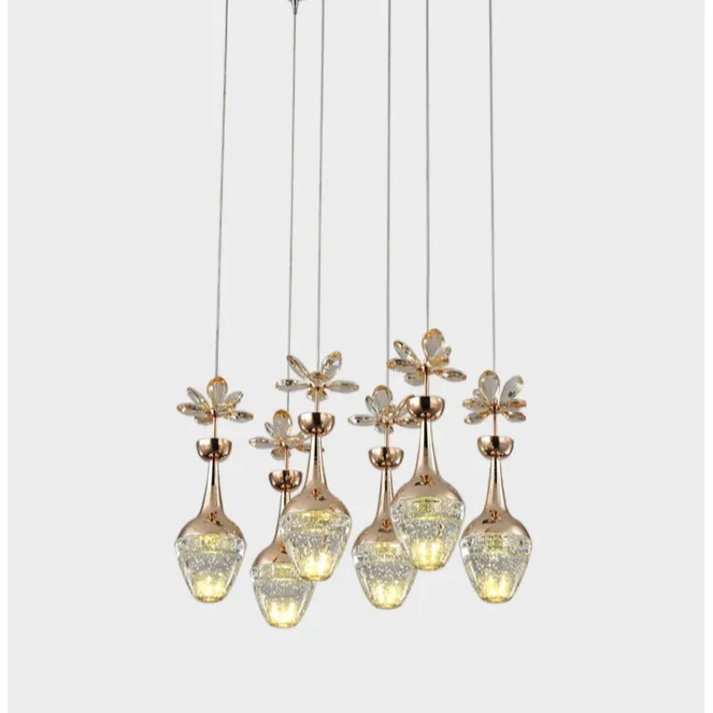 Lustre de luxe en cristal avec LED - Style minimaliste créatif