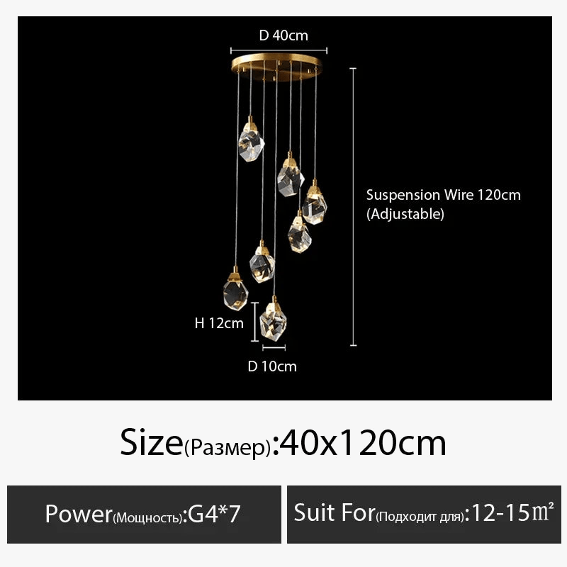 Lustre de luxe en cristal de diamant pour grand salon escalier | Marco Lucetti