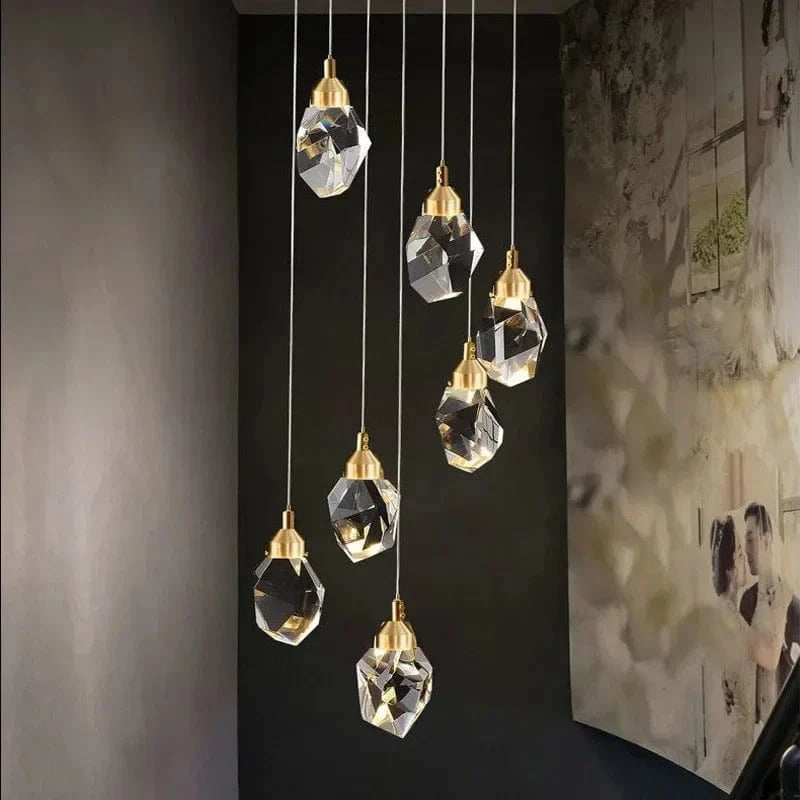 Lustre de luxe en cristal de diamant pour grand salon escalier | Marco Lucetti