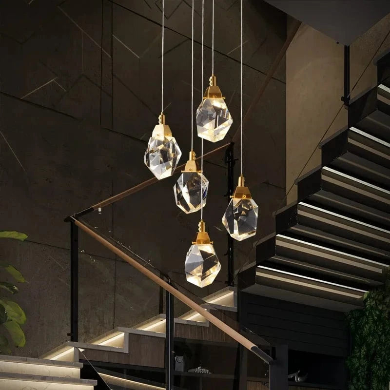Lustre de luxe en cristal de diamant pour grand salon escalier | Marco Lucetti