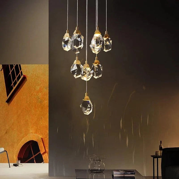 Lustre de luxe en cristal de diamant pour grand salon escalier | Marco Lucetti