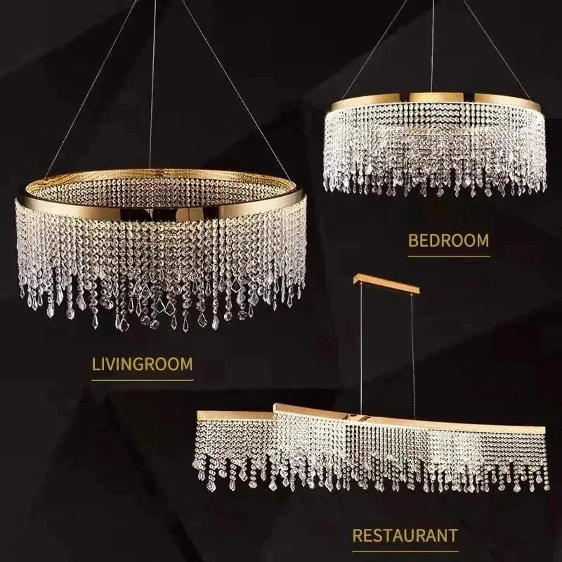 Lustre de luxe en cristal doré à Led. | Marco Lucetti