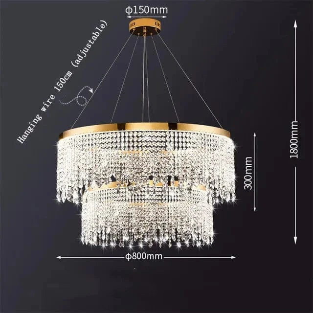 Lustre de luxe en cristal doré à Led. | Marco Lucetti Dia60 80CM / Lumière chaude 3000K