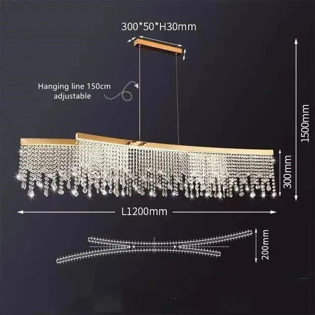 Lustre de luxe en cristal doré à Led. | Marco Lucetti L 120CM / Lumière chaude 3000K