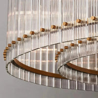 Lustre de luxe en cristal Double Anneau Doré LED Suspendu | Marco Lucetti