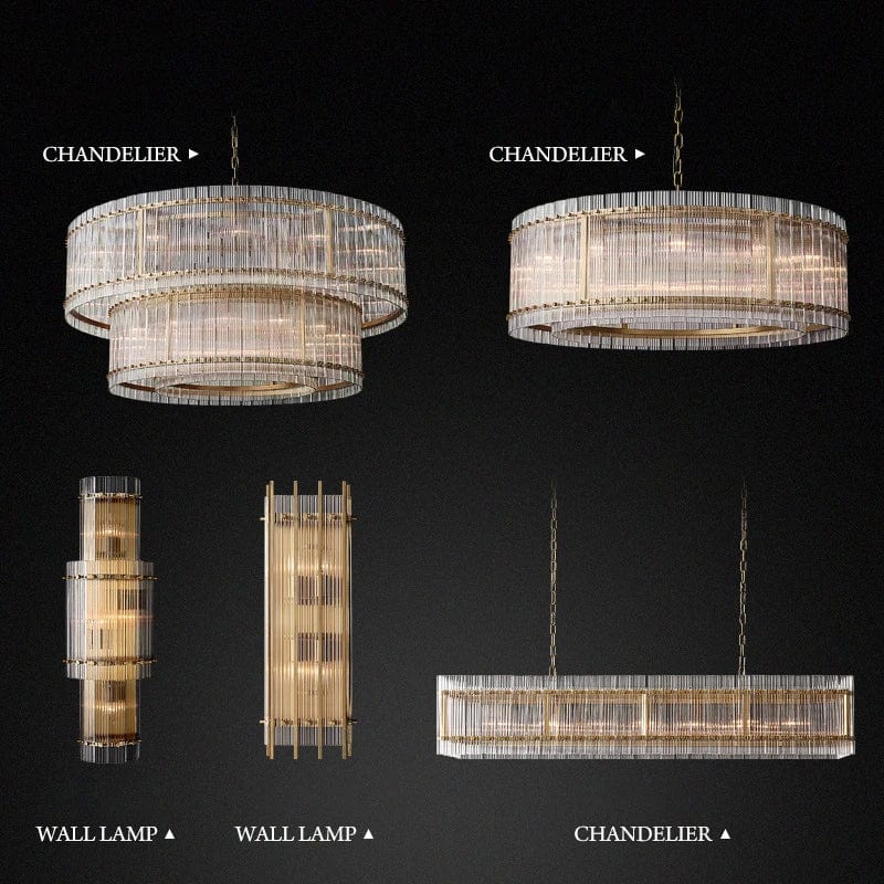 Lustre de luxe en cristal Double Anneau Doré LED Suspendu | Marco Lucetti