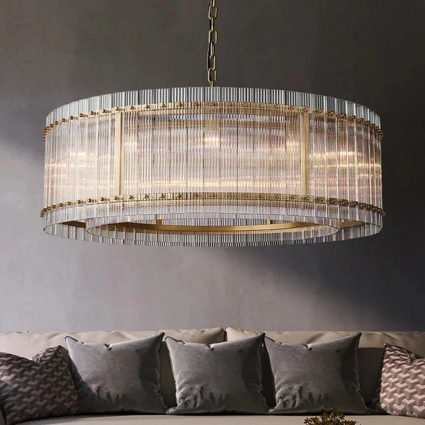 Lustre de luxe en cristal Double Anneau Doré LED Suspendu | Marco Lucetti