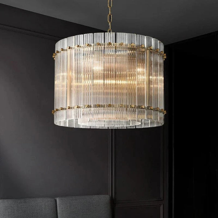 Lustre de luxe en cristal Double Anneau Doré LED Suspendu | Marco Lucetti
