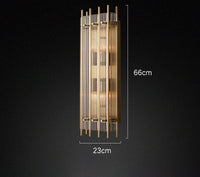 Lustre de luxe en cristal Double Anneau Doré LED Suspendu | Marco Lucetti Applique dorée / 3 lumières de couleur