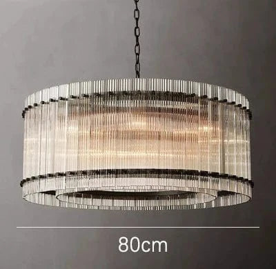 Lustre de luxe en cristal Double Anneau Doré LED Suspendu | Marco Lucetti Noir 80cm H35cm / Lumière neutre 4500K