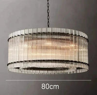 Lustre de luxe en cristal Double Anneau Doré LED Suspendu | Marco Lucetti Noir 80cm H35cm / Lumière neutre 4500K