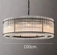 Lustre de luxe en cristal Double Anneau Doré LED Suspendu | Marco Lucetti Noir D100cm H35cm / Lumière neutre 4500K