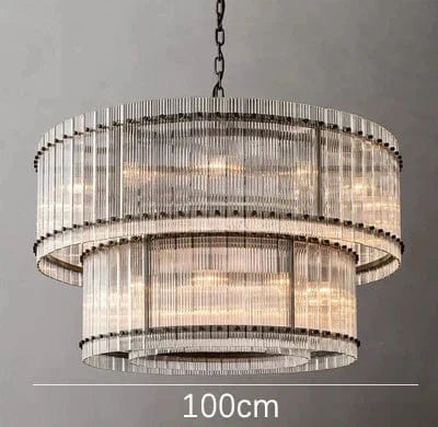 Lustre de luxe en cristal Double Anneau Doré LED Suspendu | Marco Lucetti Noir D100cm H65cm / Lumière neutre 4500K