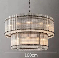 Lustre de luxe en cristal Double Anneau Doré LED Suspendu | Marco Lucetti Noir D100cm H65cm / Lumière neutre 4500K