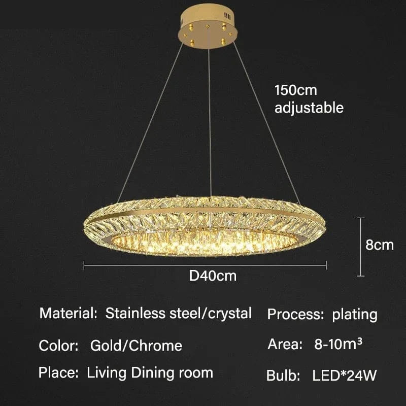 Lustre de luxe en cristal LED pour hôtel & bar prestige | Marco Lucetti D40cm / Corps de lampe chromé / RC à intensité variable