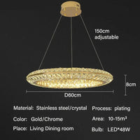 Lustre de luxe en cristal LED pour hôtel & bar prestige | Marco Lucetti D60cm / Corps de lampe doré / 3 lumières modifiables