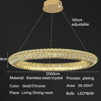 Lustre de luxe en cristal LED pour l'hôtellerie et la restauration | Marco Lucetti D100cm / Corps de lampe chromé / Lumière neutre 4000k