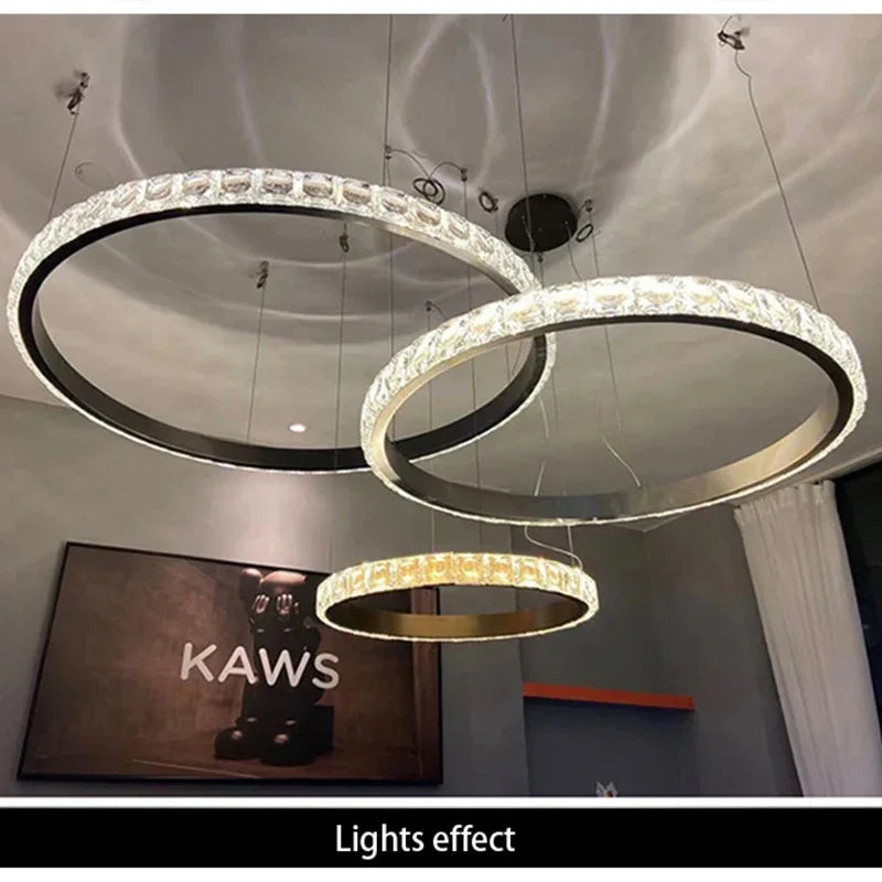 Lustre de luxe en cristal pour hôtel et villa - Élégance Intemporelle