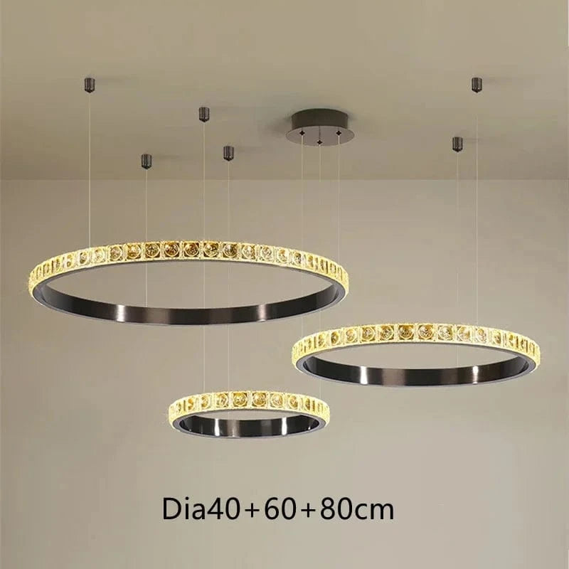 Lustre de luxe en cristal pour hôtel et villa - Élégance Intemporelle | Marco Lucetti 3R 40 60 80cm / Intensité variable avec télécommande