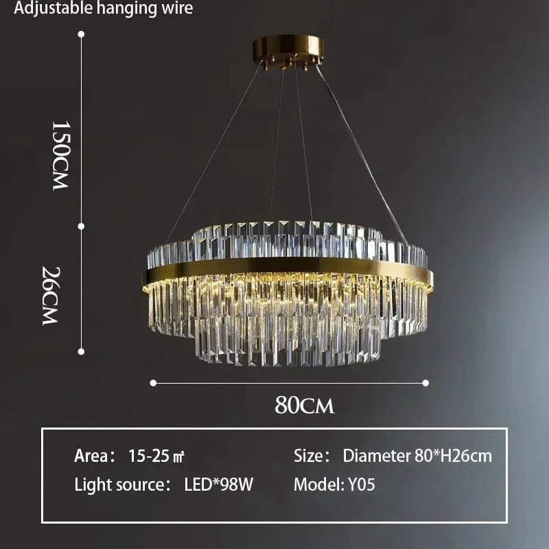 Lustre de luxe en cristal pour une décoration d'intérieur haut de gamme | Marco Lucetti Dia80cm 3 couches / Faible luminosité de la télécommande