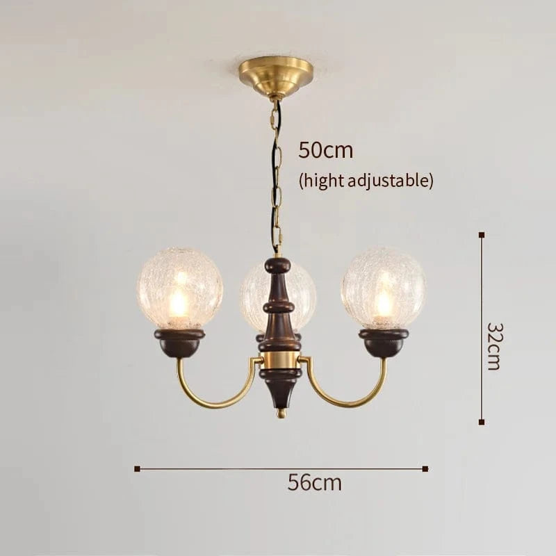 Lustre de Luxe en cuivre avec LED, idéal pour illuminer votre salon, votre chambre ou votre salle à manger | Marco Lucetti 3 têtes transparentes