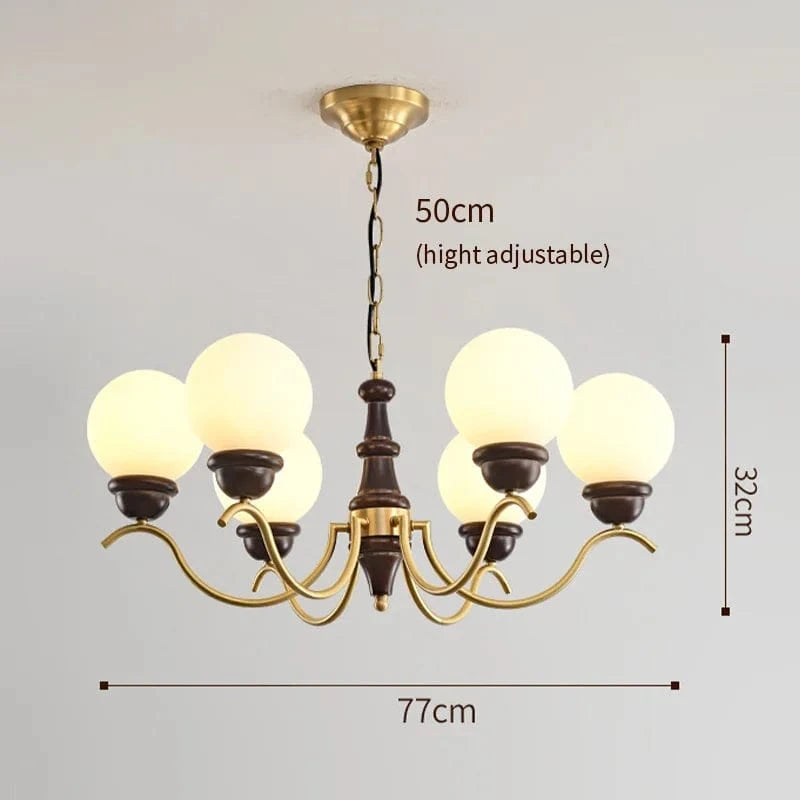 Lustre de Luxe en cuivre avec LED, idéal pour illuminer votre salon, votre chambre ou votre salle à manger | Marco Lucetti 6 têtes blanches