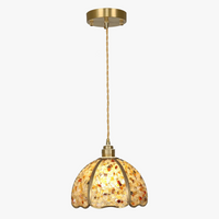 Suspension de luxe en cuivre et cristal naturel à LED