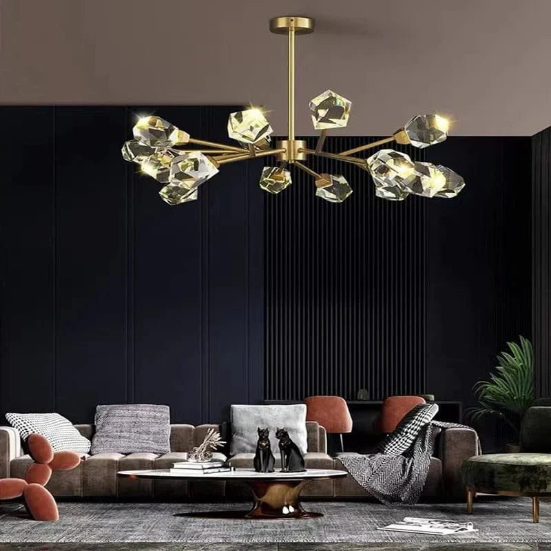 Lustre de Luxe en Laiton Diamant Cristal LED Moderne | Marco Lucetti