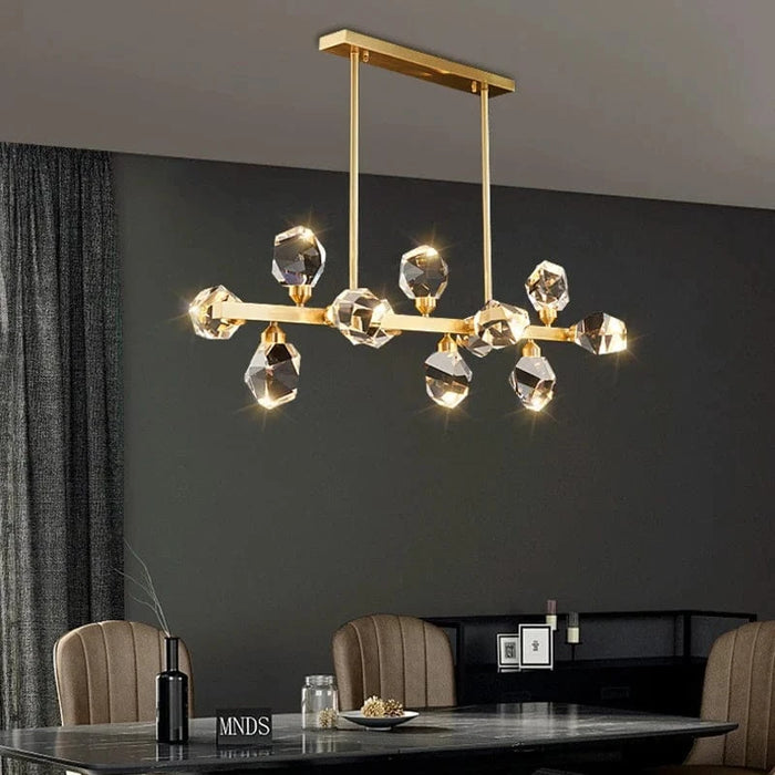 Lustre de Luxe en Laiton Diamant Cristal LED Moderne | Marco Lucetti