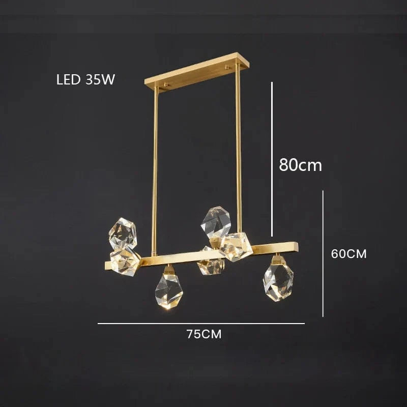 Lustre de Luxe en Laiton Diamant Cristal LED Moderne | Marco Lucetti Cristal B6 / Or / Lumière naturelle